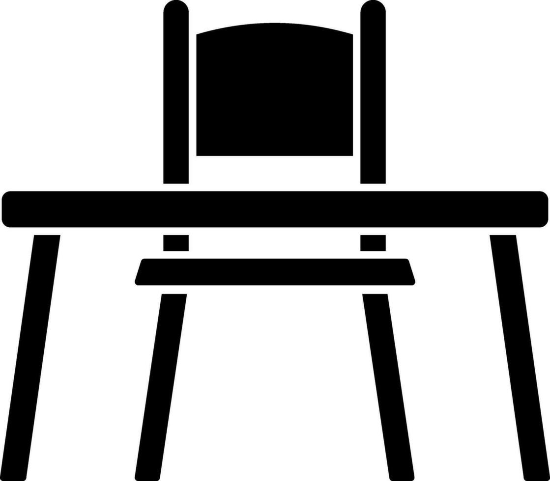 table avec chaise icône dans noir couleur. vecteur