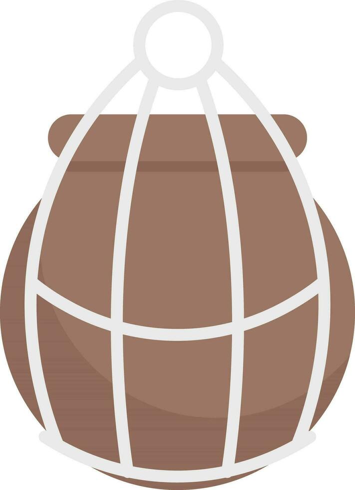 argile pot sur corde noué cintre icône dans blanc et marron couleur. vecteur