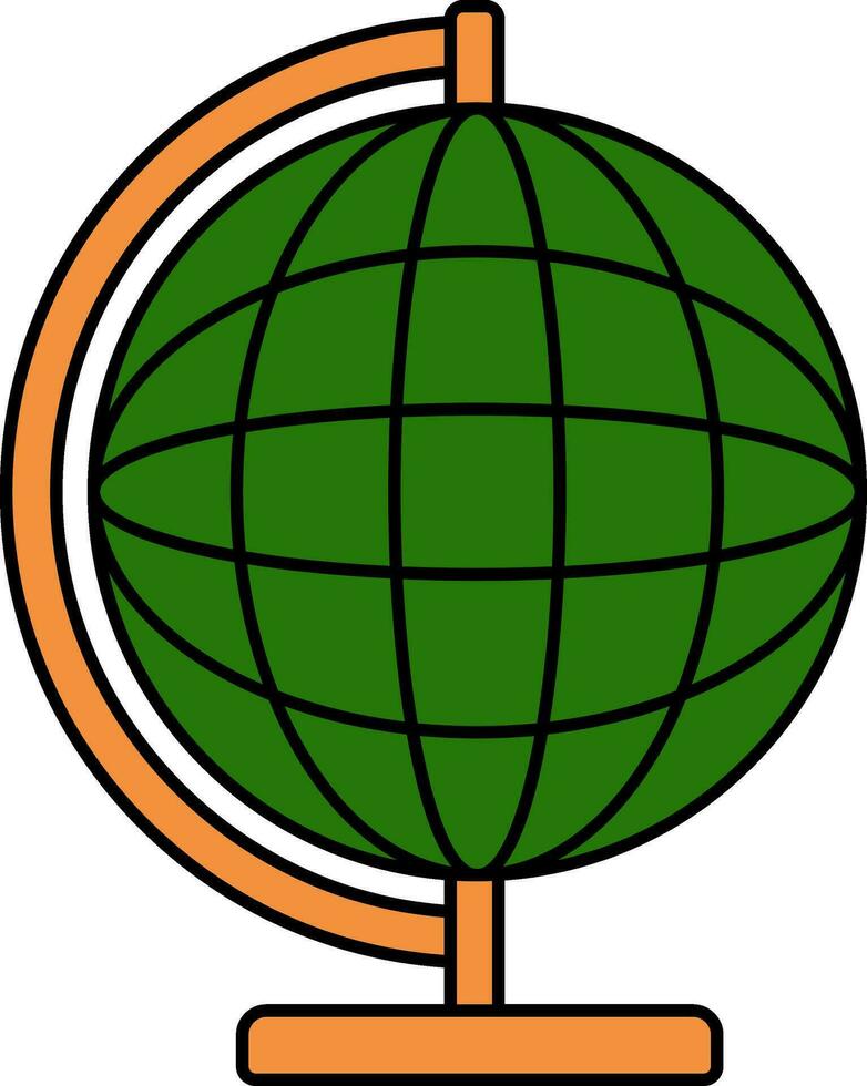 isolé globe supporter icône dans vert et Orange couleur. vecteur