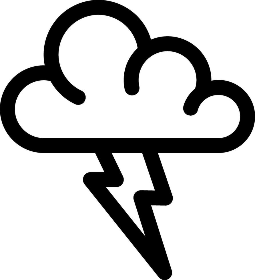 orage temps ou foudre nuage icône dans noir ligne art. vecteur