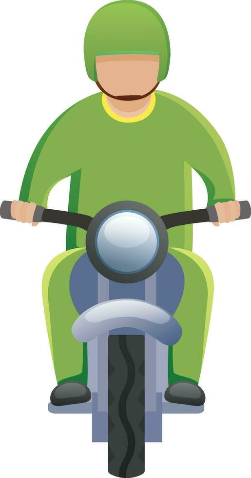 Jeune homme dans casque et équitation une scooter. vecteur