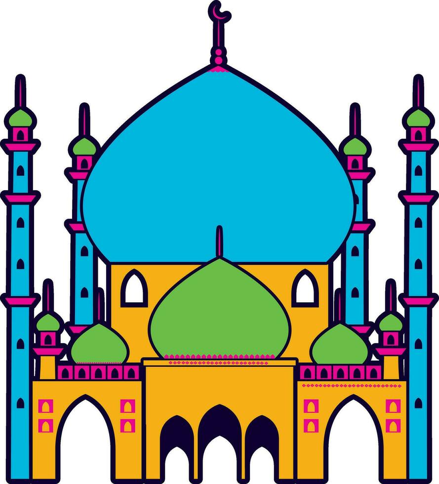 plat illustration de coloré mosquée. vecteur