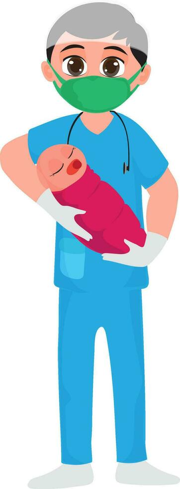 personnage de pédiatre médecin avec bébé. vecteur