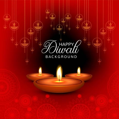 Joyeux diwali diya illustration de fond de festival de lampe à huile vecteur