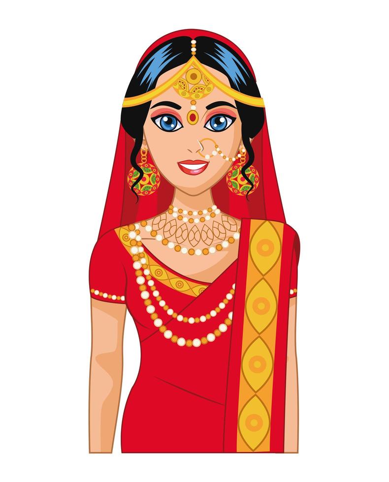 robe rouge mariée arabe vecteur