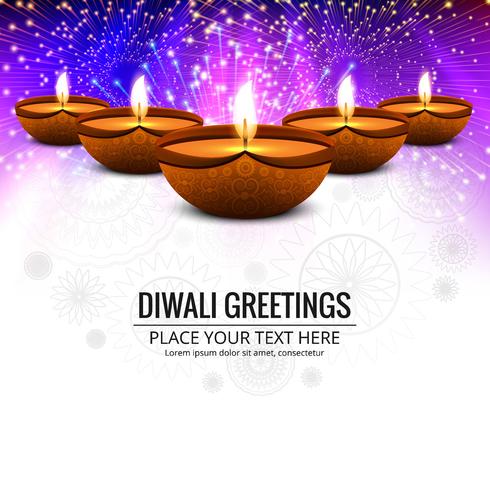 Joyeux diwali diya illustration de fond de festival de lampe à huile vecteur