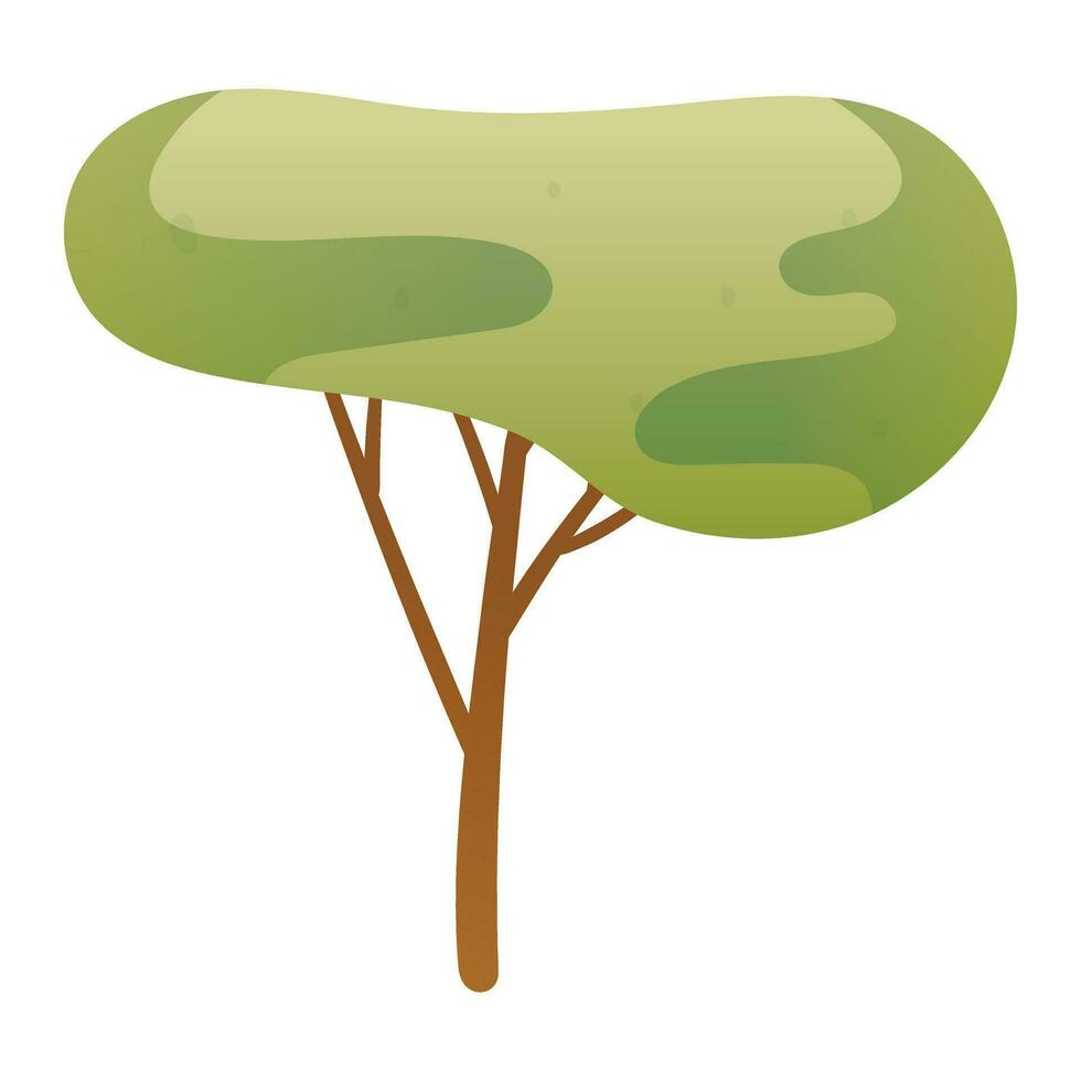 Facile vecteur illustration. dessin animé arbre icône avec une tronc et une volumétrique vert couronne. forêt ou la nature autocollant ou conception élément.