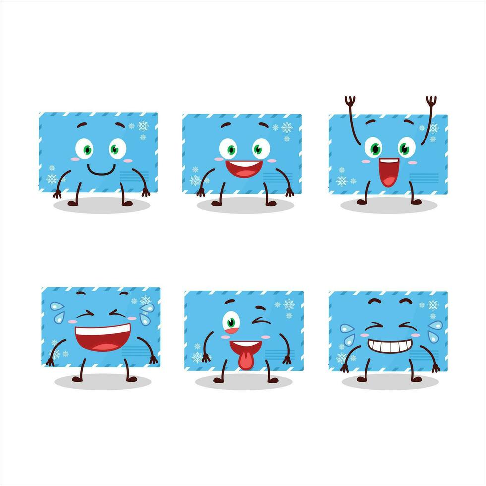 dessin animé personnage de bleu Noël enveloppes avec sourire expression vecteur