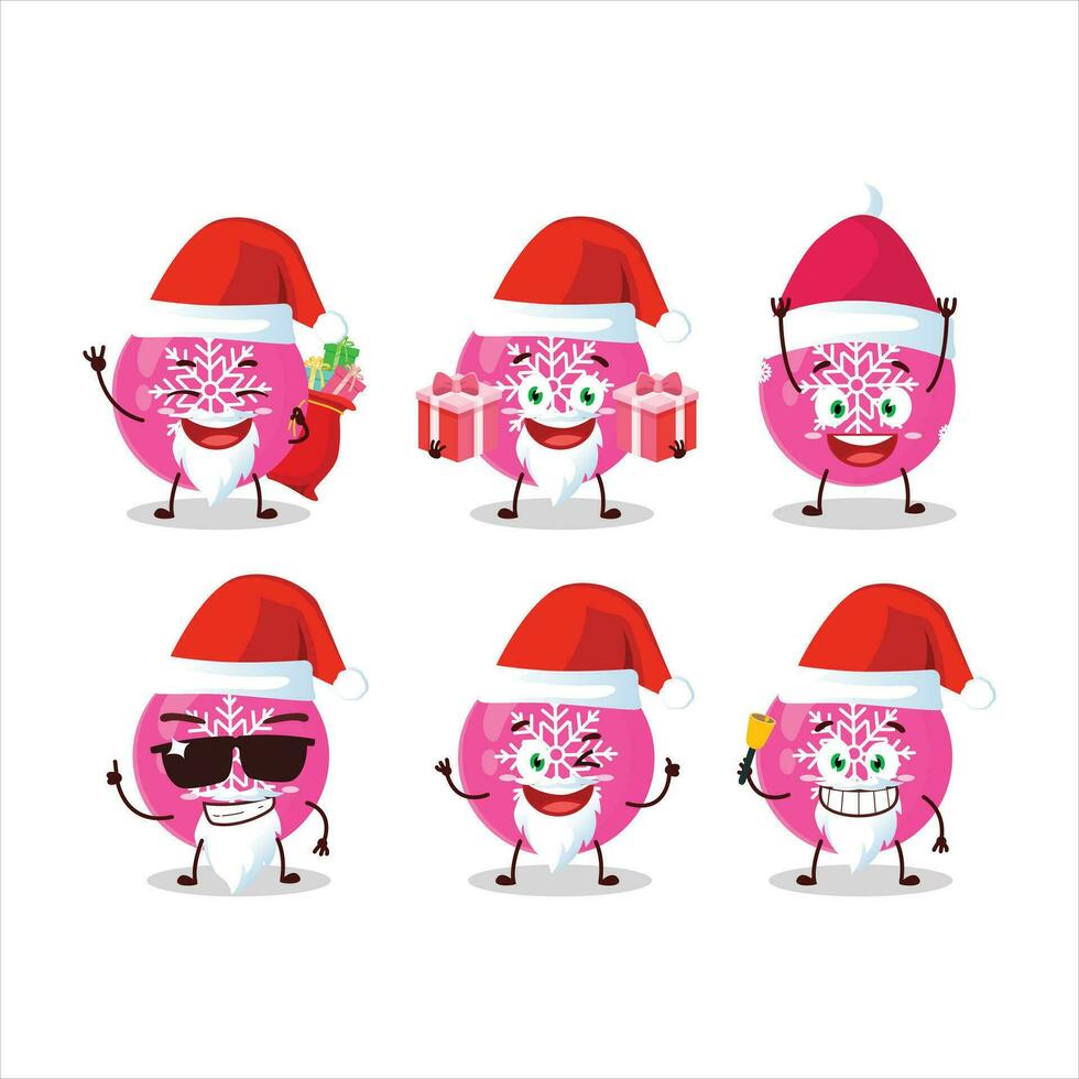 Père Noël claus émoticônes avec Noël Balle rose dessin animé personnage vecteur