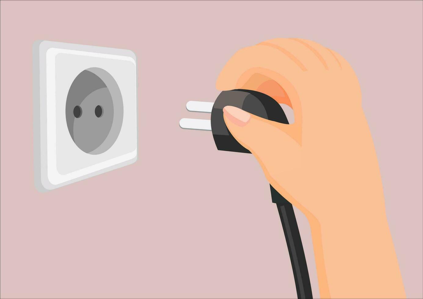 vecteur illustration de une main bouchage une prise de courant dans un électrique sortie