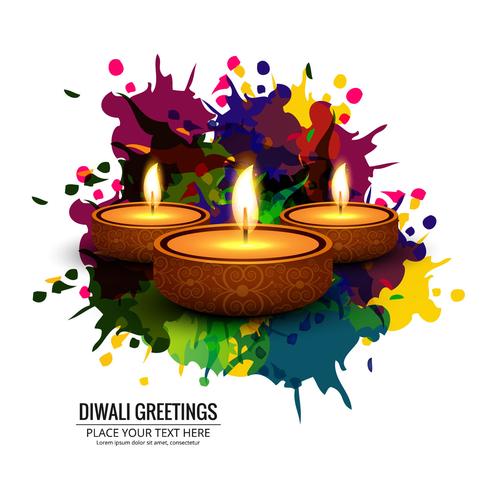 Joyeux diwali diya illustration de fond de festival de lampe à huile vecteur