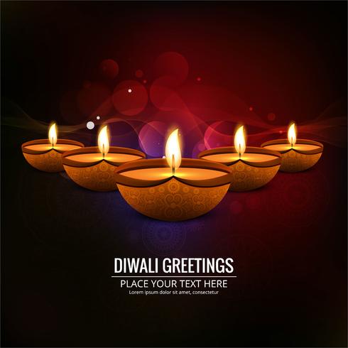 Joyeux diwali diya illustration de fond de festival de lampe à huile vecteur