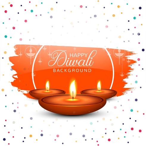 Joyeux diwali diya fond de fête festival lampe à huile vecteur