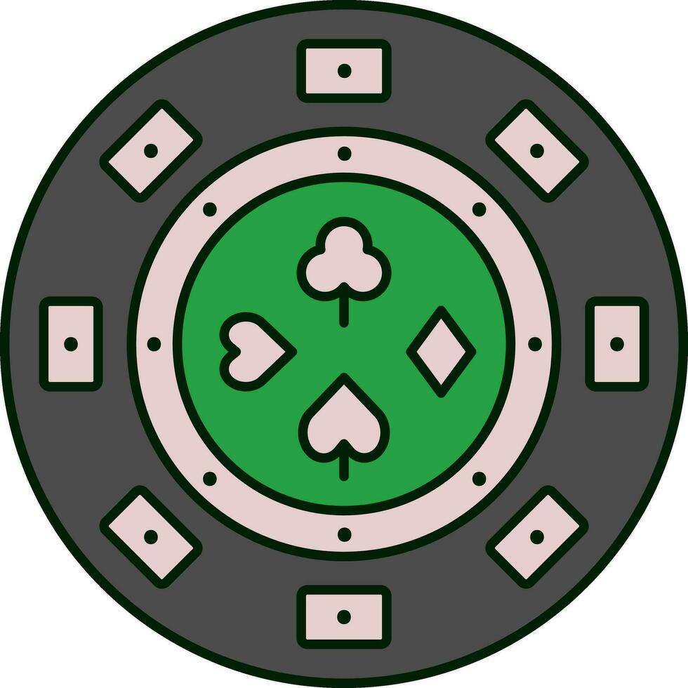 poker pièce de monnaie rose et vert icône dans plat style. vecteur