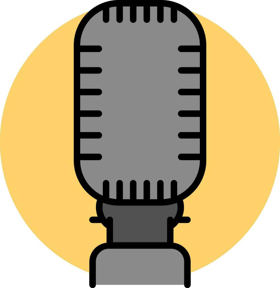 gris microphone icône sur Jaune rond Contexte. vecteur