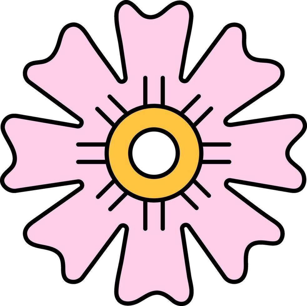 plat style fleur icône dans rose et Jaune couleur. vecteur