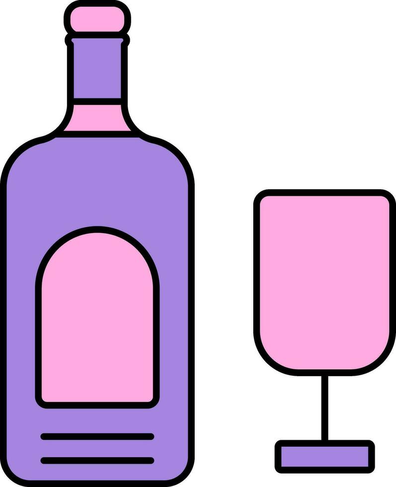 du vin bouteille et verre icône dans rose et violet couleur. vecteur