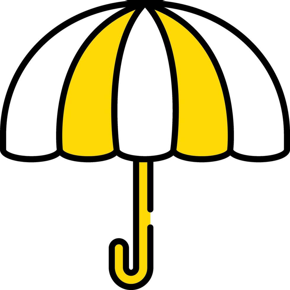 parapluie icône dans blanc et Jaune couleur. vecteur