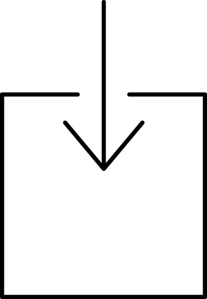 vers le bas La Flèche et carré noir linéaire icône. vecteur