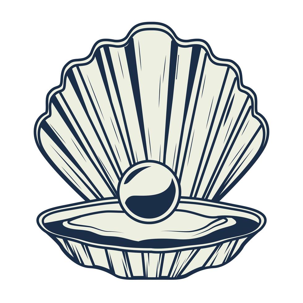huître avec icône élément vintage gris nautique perle vecteur