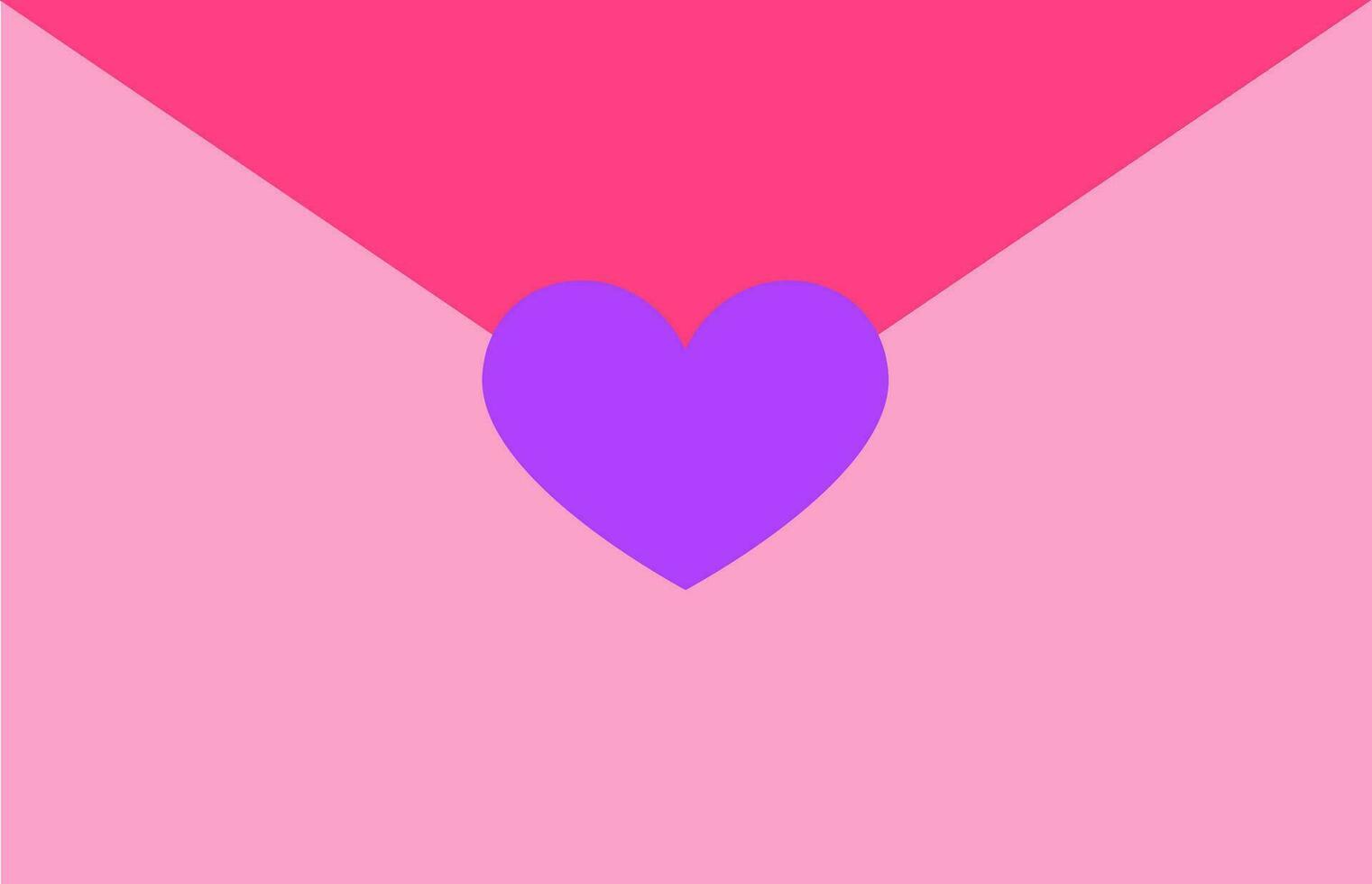 violet et rose cœur symbole message carte ou enveloppe icône dans plat style. vecteur