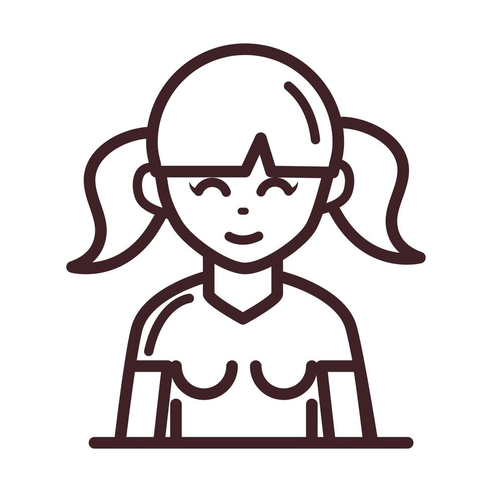 avatar femme personnage féminin portrait dessin animé icône de style de ligne vecteur