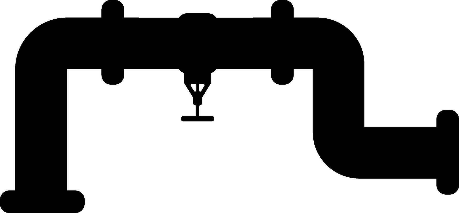 icône de pipeline avec globe soupape dans noir couleur. vecteur