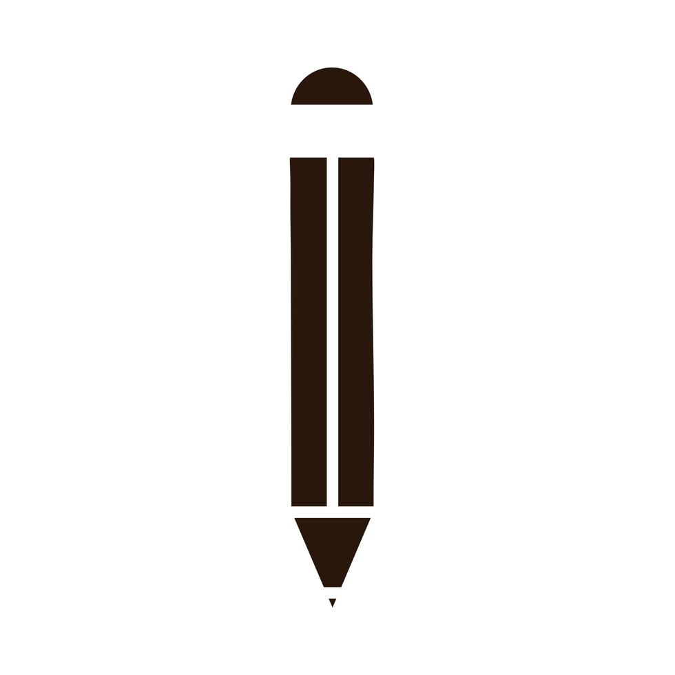 éducation scolaire crayon en bois approvisionnement icône de style silhouette vecteur
