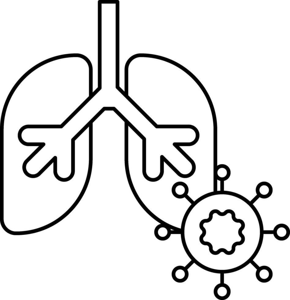 virus affecter poumons icône dans noir ligne art. vecteur