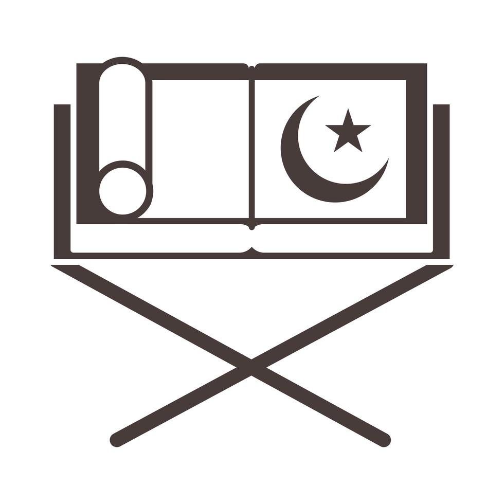 livre saint coran ramadan arabe islamique célébration silhouette style icône vecteur