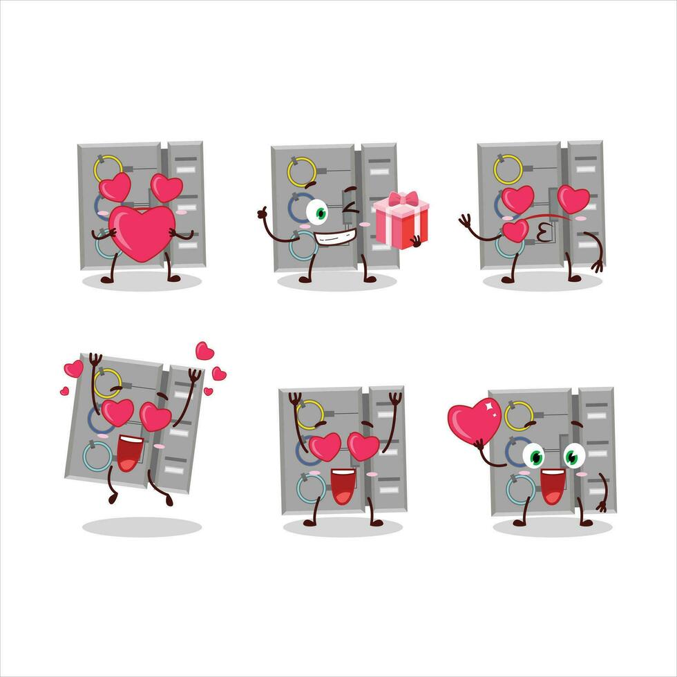 tâche machine dessin animé personnage avec l'amour mignonne émoticône vecteur