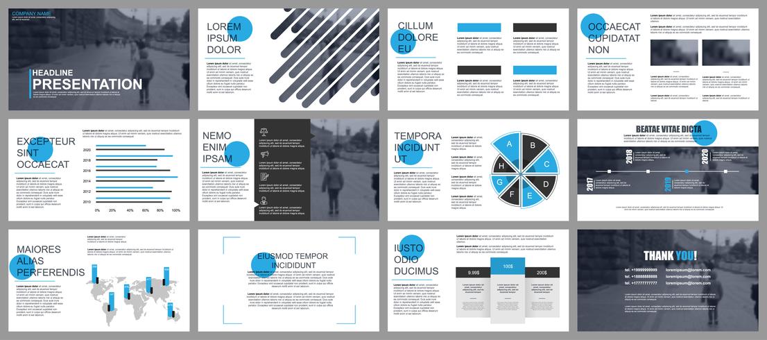 Présentation de l'entreprise PowerPoint diapositives modèles à partir d'éléments infographiques. vecteur