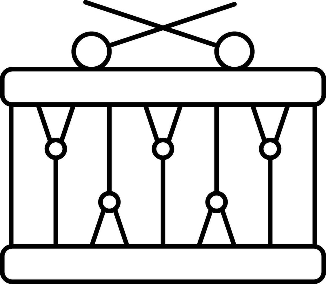 traverser bâton sur tambour icône dans noir mince ligne art. vecteur