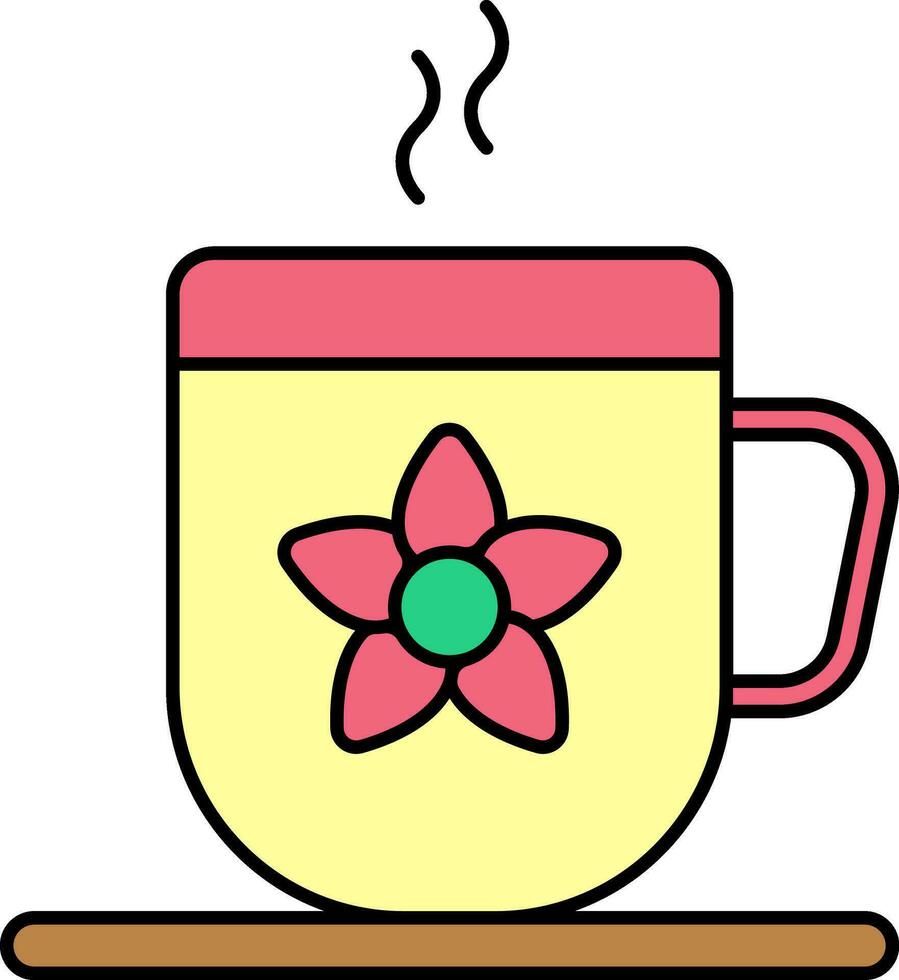 chaud floral tasse sur assiette coloré icône. vecteur