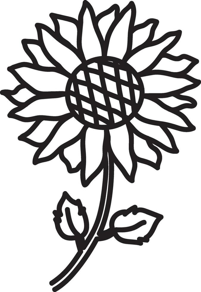 isolé Soleil fleur icône dans noir mince ligne art. vecteur