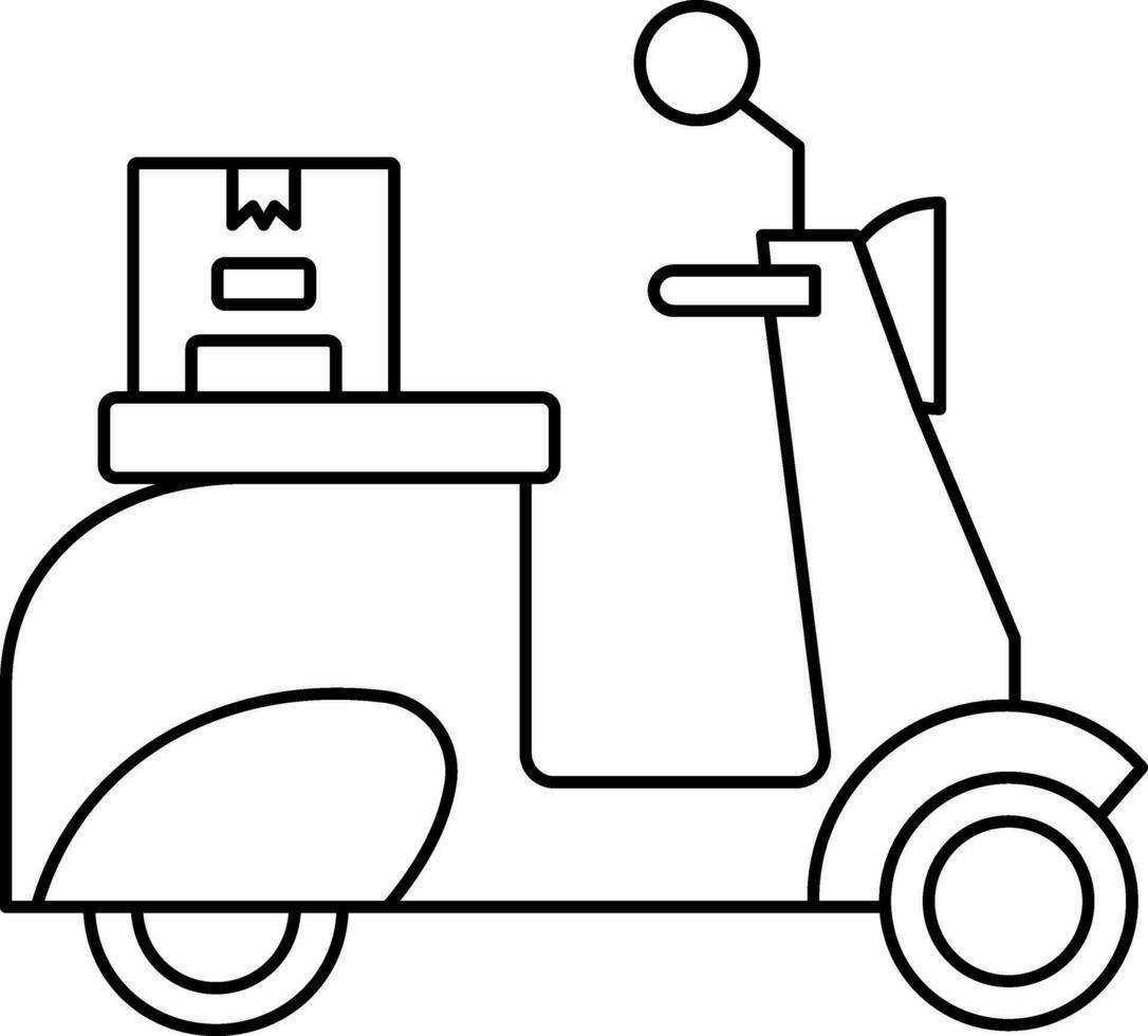 noir contour moto livraison icône ou symbole. vecteur