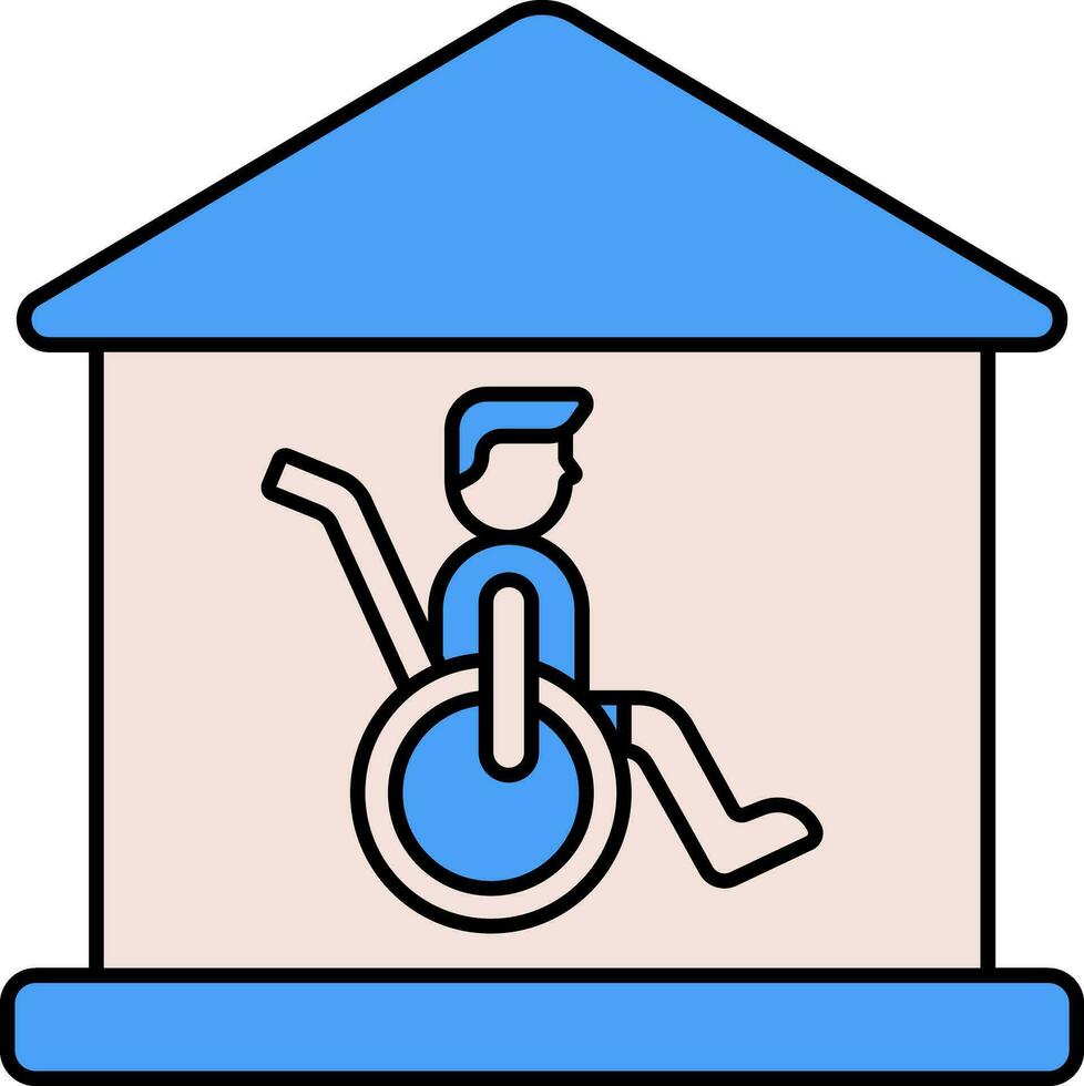 handicapé Accueil icône dans bleu et rose couleur. vecteur