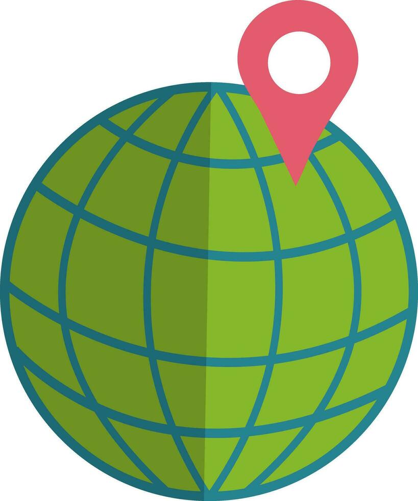 moitié ombre de globe icône avec carte épingle dans isolé. vecteur