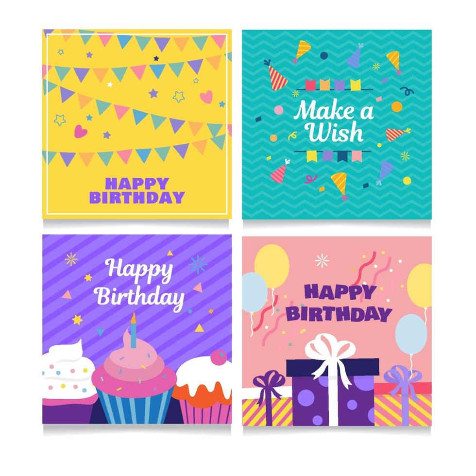 collection de cartes de joyeux anniversaire vecteur