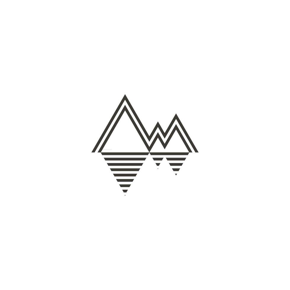 Facile géométrique ligne Montagne mer l'eau silhouette logo vecteur