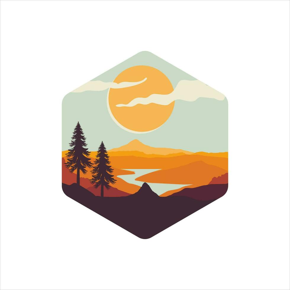 pin des arbres paysage logo conception vecteur illustration