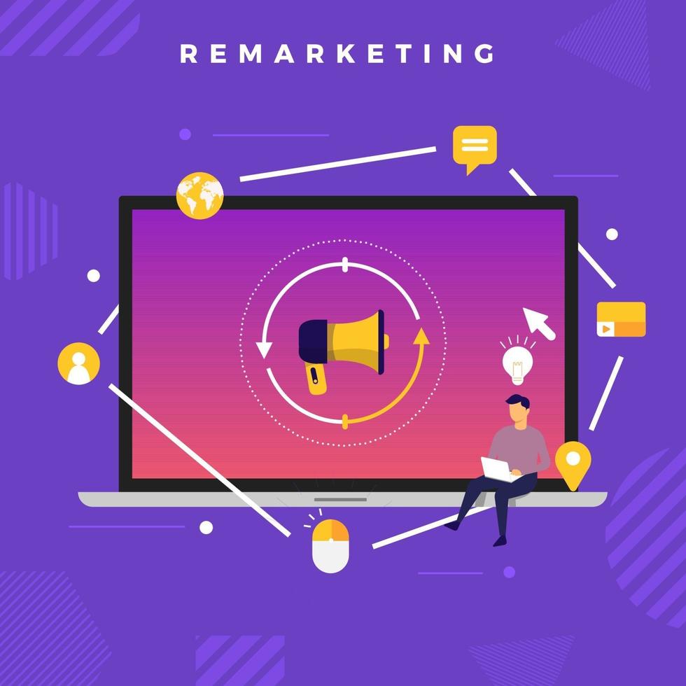 marketing numérique de remarketing vecteur