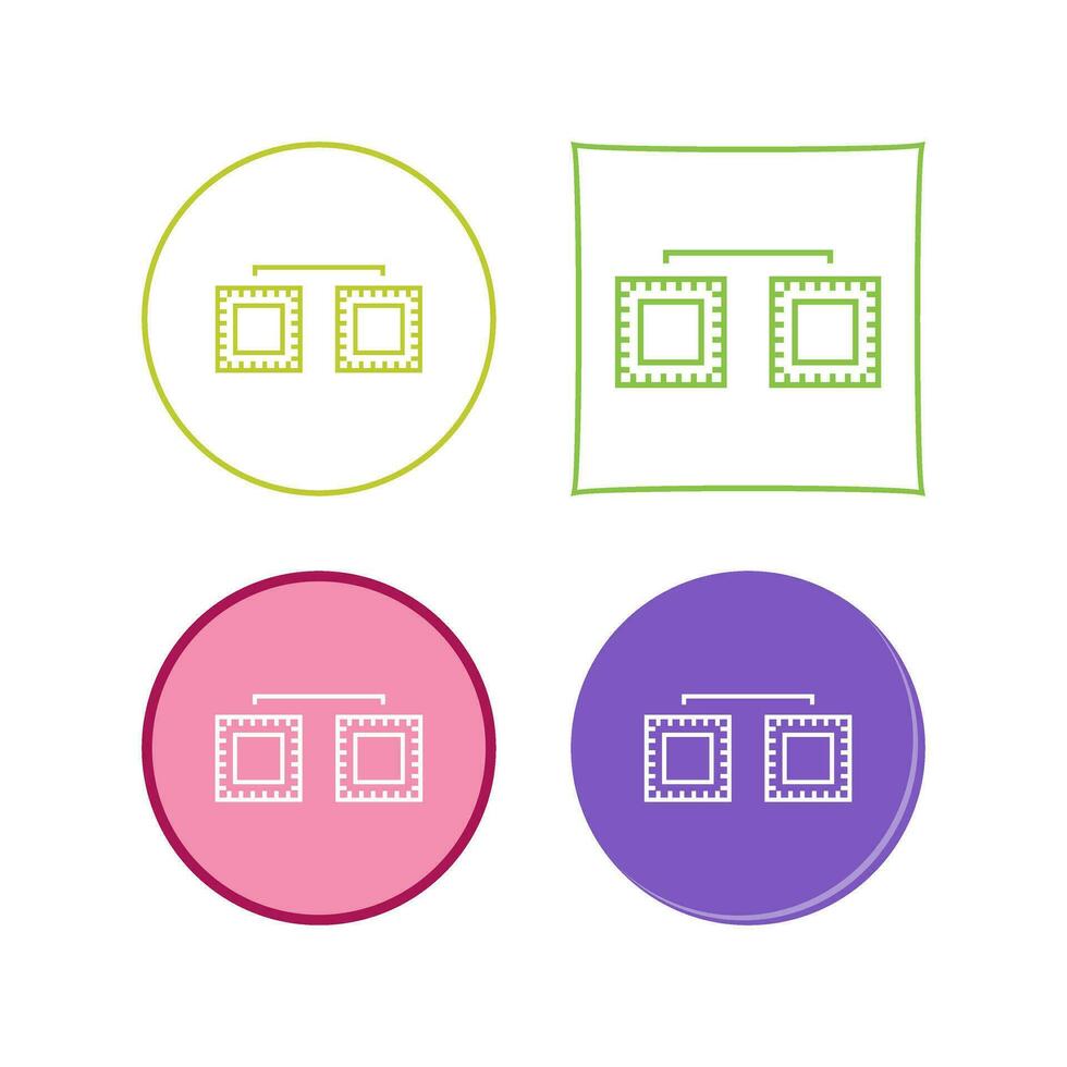 icône de vecteur connecté de processeurs uniques