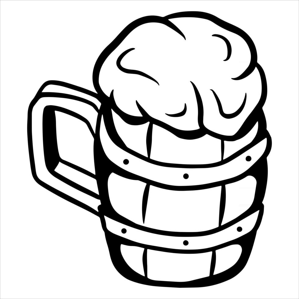 mug en bois tasse à alcool bar style de dessin animé de taverne vecteur