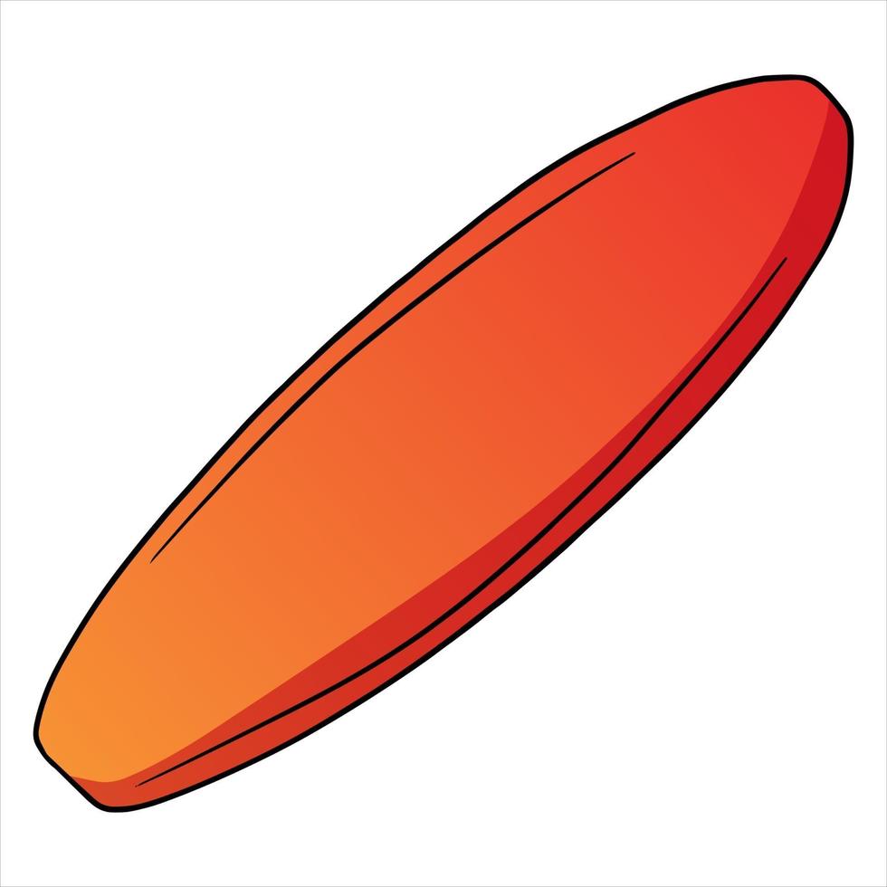 articles d'été planche de surf orange avec une couleur rouge en style cartoon vecteur