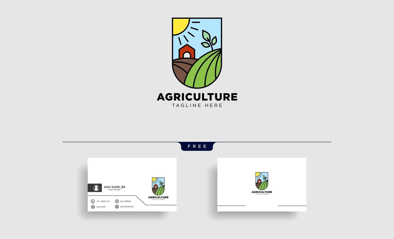 agriculture eco nature vert ligne art logo modèle icône élément isolé vecteur