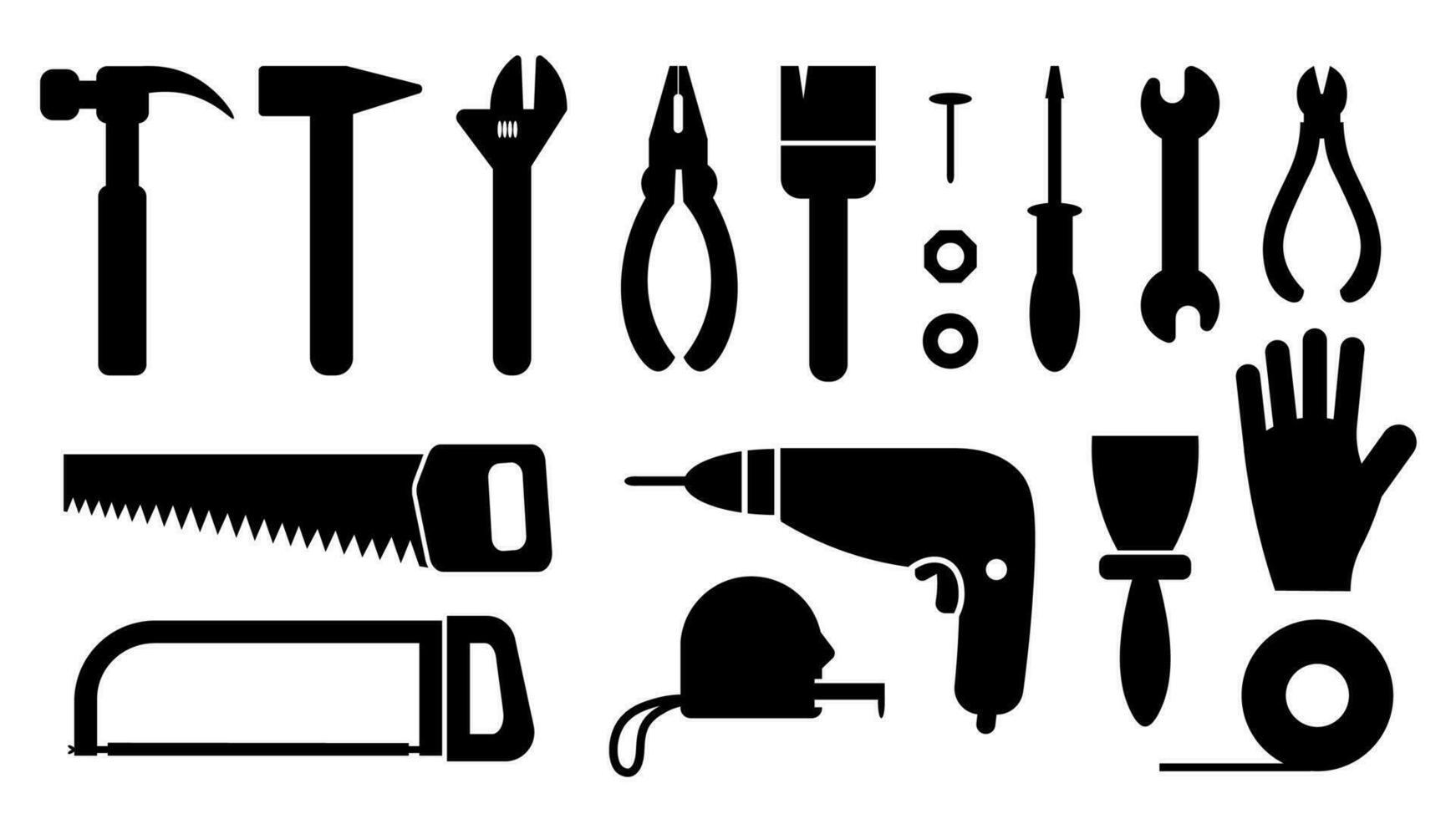 Accueil réparation outils ensemble silhouette vecteur