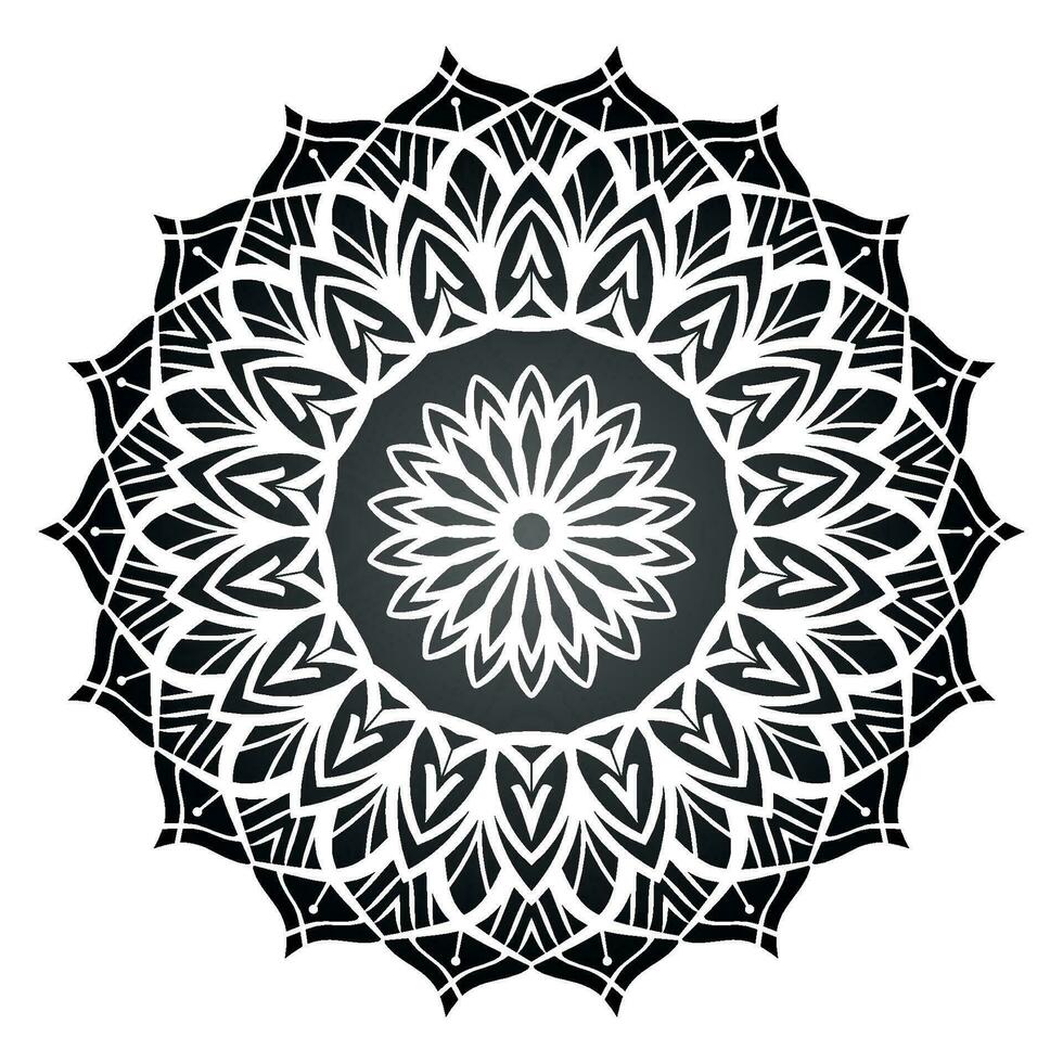 luxe ornemental mandala noir et blanc illustration vecteur