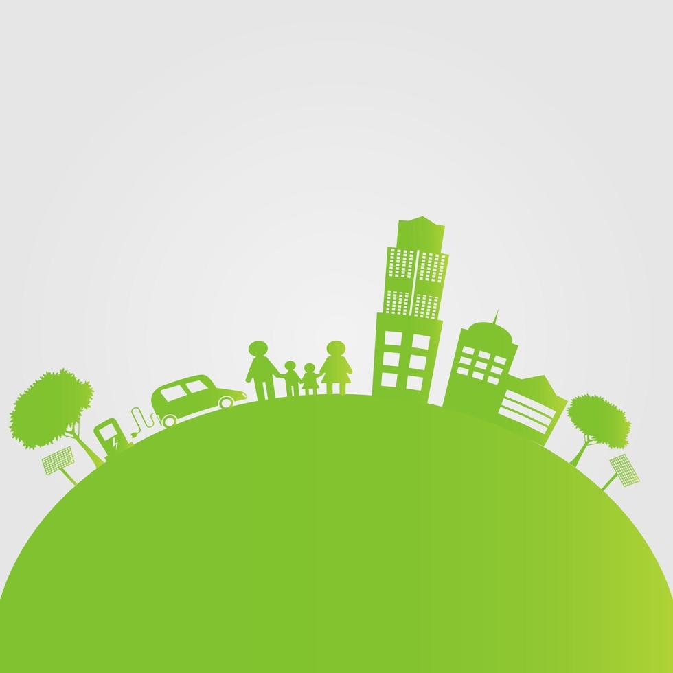 écologie les villes vertes aident le monde avec des idées de concept écologiques vecteur
