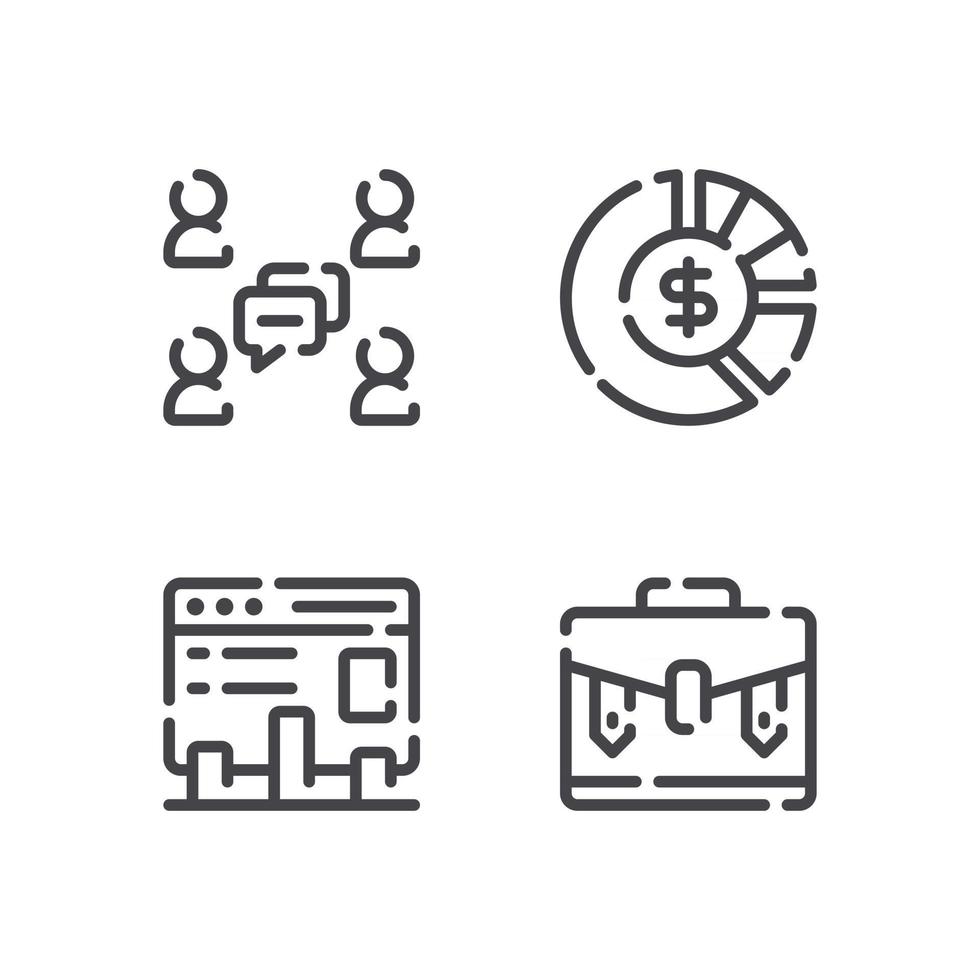 Illustration vectorielle de l'icône de ligne porte-documents graphique budget conférence vecteur